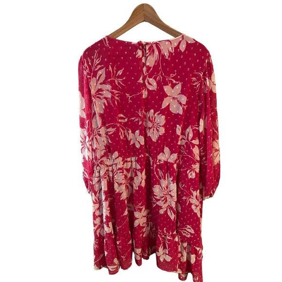 Torrid Chiffon Swiss Dot Babydoll Balloon Sleeve Floral Dress ruffle - Picture 2 of 8